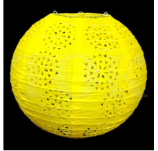 Бумажный фонарик с рисунком желтый 35 см. 0924-24